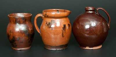 Lot of Three: Glazed Redware Vessels