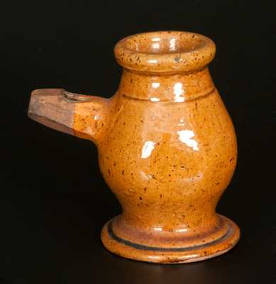 Rare Glazed Redware Vase-Form Whistle, American, probably PA origin, 19th century