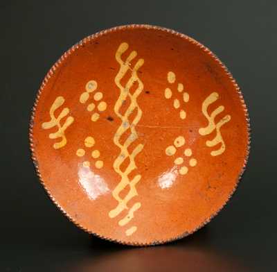 Redware Plate with Yellow Slip Decoration