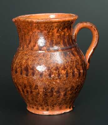 Redware Pitcher with Profuse Manganese Sponging