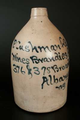 P. Cushman & Co. / Albany, NY Stoneware Script Advertising Jug