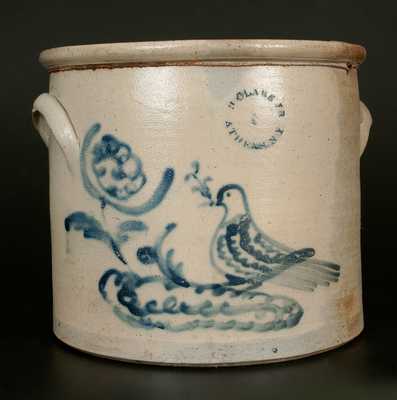 N. CLARK JR. / ATHENS, NY Stoneware Crock with Bird and Floral Decoration