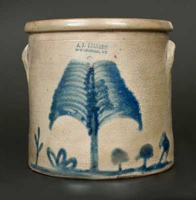 A. K. BALLARD / BURLINGTON, VT Stoneware Crock w/ Tree and Shrubs Decoration