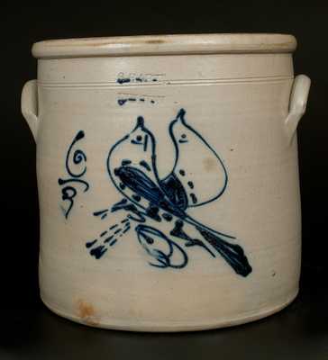 6 Gal. S. HART / FULTON Stoneware Crock with Double Bird Decoration