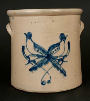 6 Gal. BRADY & RYAN / ELLENVILLE, NY Stoneware Crock with Double Bird Decoration