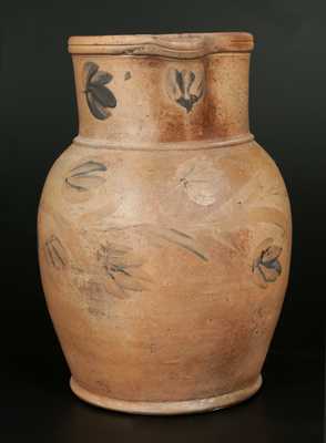 Pennsylvania Stoneware Pitcher with Brushed Floral Decoration