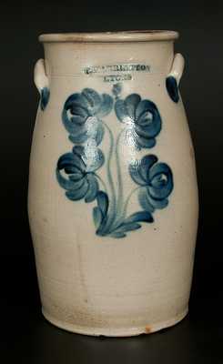 T. HARRINGTON / LYONS 5 Gal. Stoneware Churn with Floral Decoration