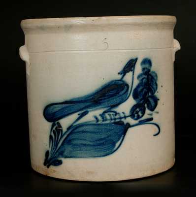 6 Gal. Stoneware Crock with Bird on Branch Decoration att. Whites Utica