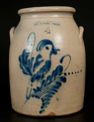 S. L. PEWTRESS & CO. / FAIR HAVEN, CONN. Stoneware Crock with Bird Decoration