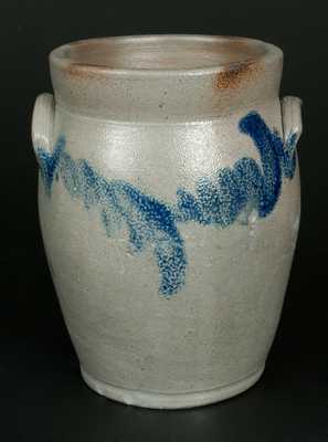 Cobalt-Decorated Baluster-Form Stoneware Jar, Mid-Atlantic origin.