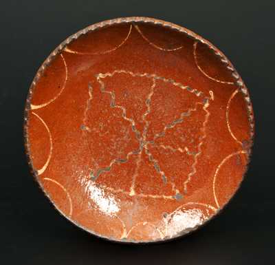 Small Slip-Decorated Redware Plate, Possibly Massachusetts