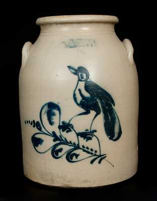 HAXSTUN, OTTMAN & CO. / FORT EDWARD, NY 5 Gal. Stoneware Crock with Bird Decoration