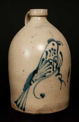 O. L. & A. K. BALLARD / BURLINGTON, VT 2 Gal. Stoneware Jug with Folky Bird Decoration