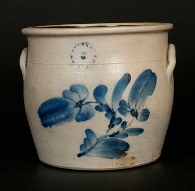 N. CLARK, JR. / ATHENS, NY 3 Gal. Stoneware Crock w/ Floral Decoration