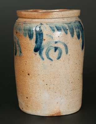 1 Gal. Stoneware Jar with Hanging Tulip Decoration, Mid-Atlantic origin, mid 19th century