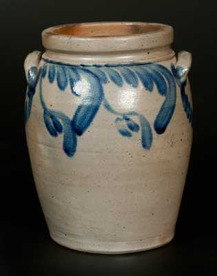 1 Gal. Ovoid Baltimore Stoneware Jar with Hanging Tulip Decoration, circa 1840