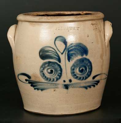 ALBANY, NY Ovoid Stoneware Jar with Floral Decoration