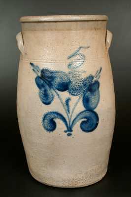 5 Gal. Stoneware Churn with Cobalt Floral Decoration