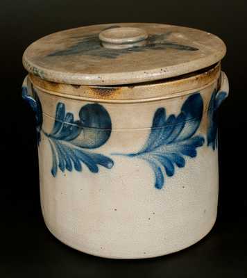 Lidded Stoneware Crock with Cobalt Leaf Decoration att. Richard Remmey, Philadelphia, PA