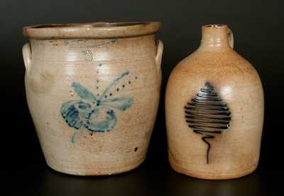 Lot of Two: SEYMOUR & BOSWORTH / HARTFORD, CT Stoneware Crock and att. Whites Utica Jug