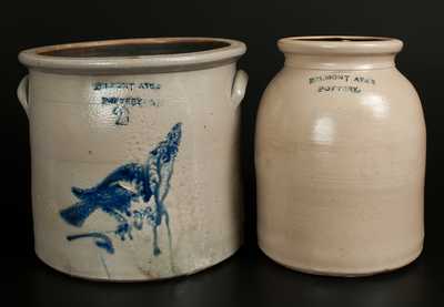 Lot of Two: BELMONT AVE. POTTERY, Newark, NJ Stoneware Crock