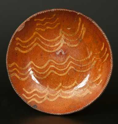 Redware Plate with Yellow Slip Decoration