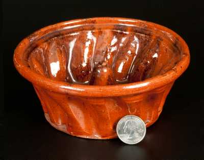 Small-Sized Redware Mold with Sponged Manganese Interior