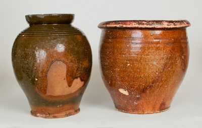 Lot of Two: Glazed Redware Jars, probably Tennessee Origin