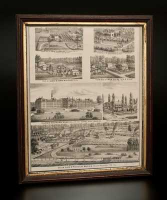 Unusual 19th Century Print w/ Illinois Landmarks incl. RES. OF CORNWALL KIRKPATRICK (of Anna Pottery)