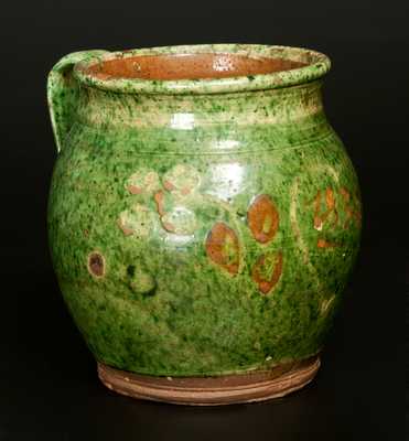 Redware Jar with Copper and Lead-Oxide Glaze Dated 1837 in Heart
