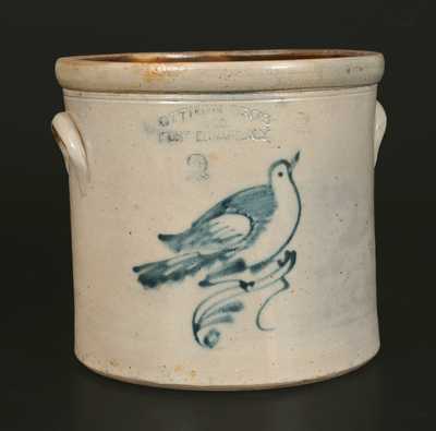 OTTMAN BROS & CO. / FT. EDWARD, NY Stoneware Crock with Bird Decoration