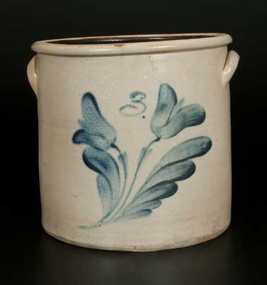 J. FISHER & CO. / LYONS, NY Stoneware Crock with Floral Decoration