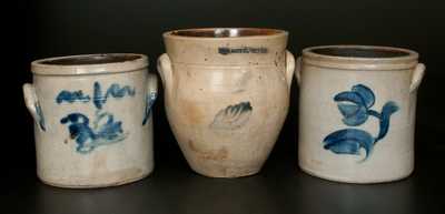 Lot of Three: 1 Gal. Stoneware Crocks incl. WHITES UTICA Example