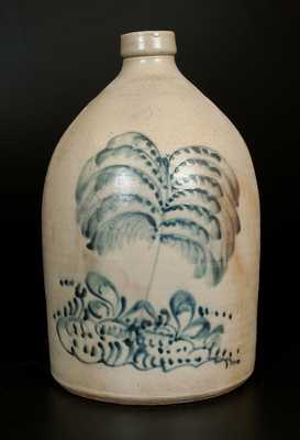 3 Gal. Stoneware Jug with Unusual Tree Decoration