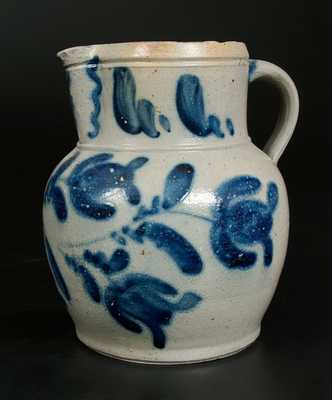 Rare Stoneware Pitcher with Profuse Tulip Design att. James Hamilton, Greensboro, PA