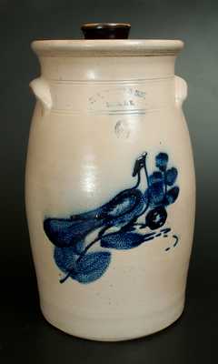 6 Gal. N. A. WHITE & SON / UTICA, NY Stoneware Churn with Bird Decoration