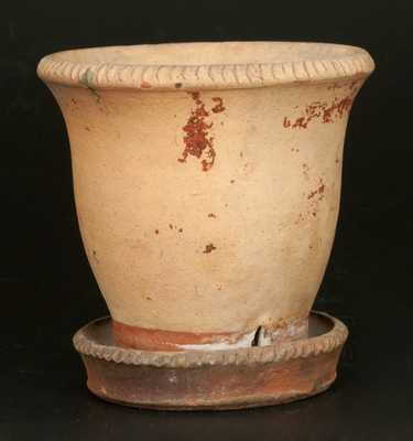 Redware Flowerpot with Attached Saucer