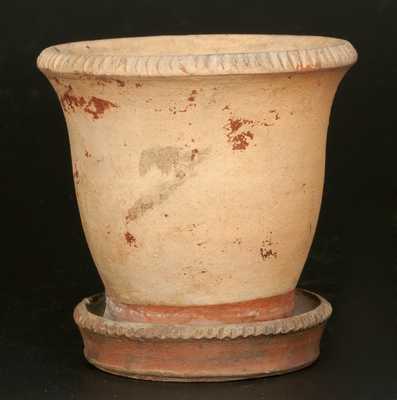 Redware Flowerpot with Attached Saucer