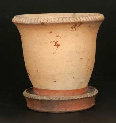 Redware Flowerpot with Attached Saucer