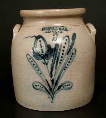 Important BREWER & HALM / HAVANA Stoneware Crock w/ Script