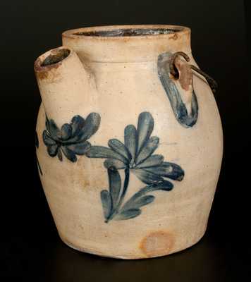 COWDEN & WILCOX / HARRISBURG, PA Stoneware Batter Pail with Cobalt Floral Decoration