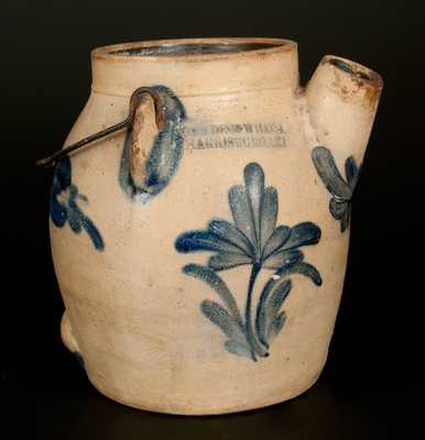 COWDEN & WILCOX / HARRISBURG, PA Stoneware Batter Pail with Cobalt Floral Decoration