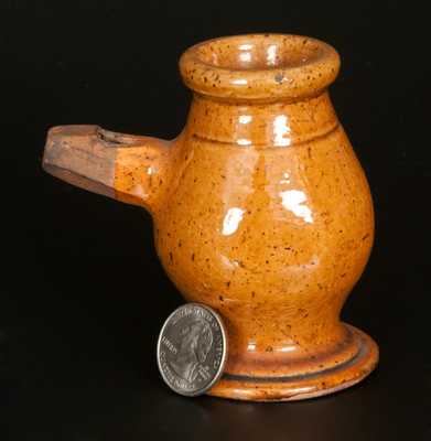 Rare Glazed Redware Vase-Form Whistle, American, probably PA origin, 19th century