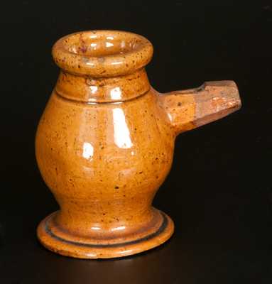 Rare Glazed Redware Vase-Form Whistle, American, probably PA origin, 19th century