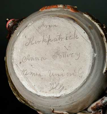 Exceedingly Rare and Important Anna Pottery Snake Jug w/ Civil War & Slavery Motifs