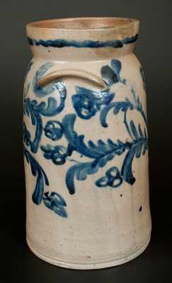 Exceptional 2 Gal. Stoneware Churn with Floral Decoration, Baltimore, circa 1825