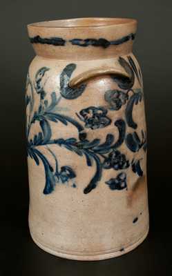 Exceptional 2 Gal. Stoneware Churn with Floral Decoration, Baltimore, circa 1825