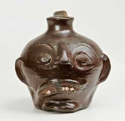 Very Rare Stoneware Face Jug, South Carolina, circa 1950