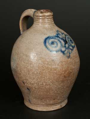 Rare 1 Gal. Stoneware Jug with Watchspring Design, 18th century, Manhattan or Cheesequake, NJ