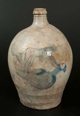 Extremely Rare Stoneware Jug w/ Incised Cat Decoration, late 18th or early 19th century